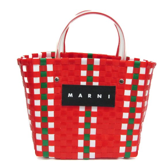 Marni Flower Cafe Basket Bag Women's Polypropylene Handbag Multi-color,Red Color - Picture 1 of 9